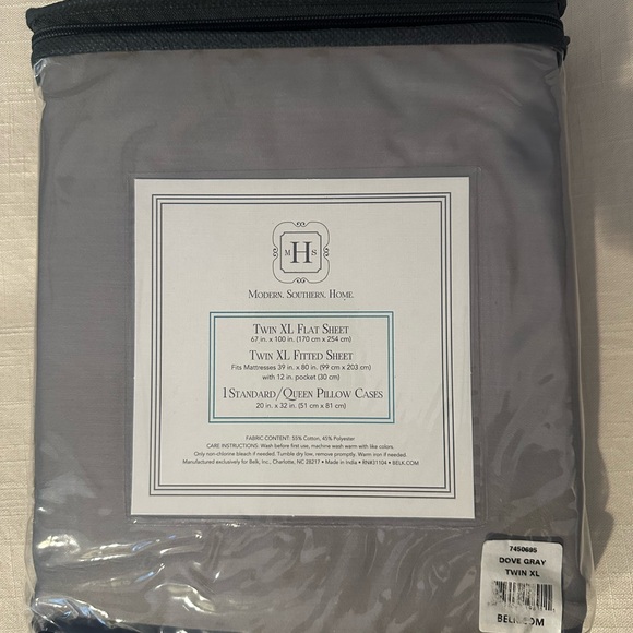 Modern.Southern.Home  300 thread count Twin XL sheet set Dove grey NWT - Picture 1 of 5